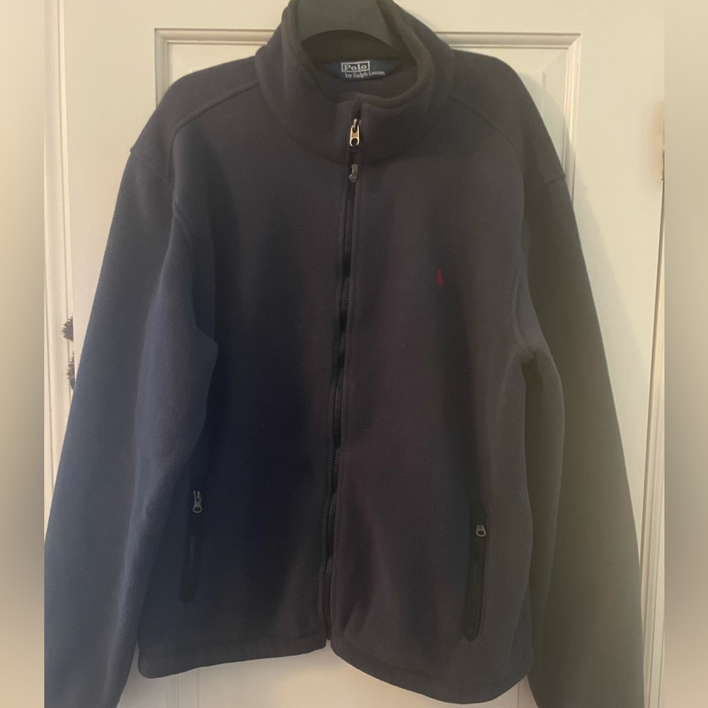 Polo Ralph Lauren Men's XL Fleece Jacket Full Zip Polartec Navy blue red pony
